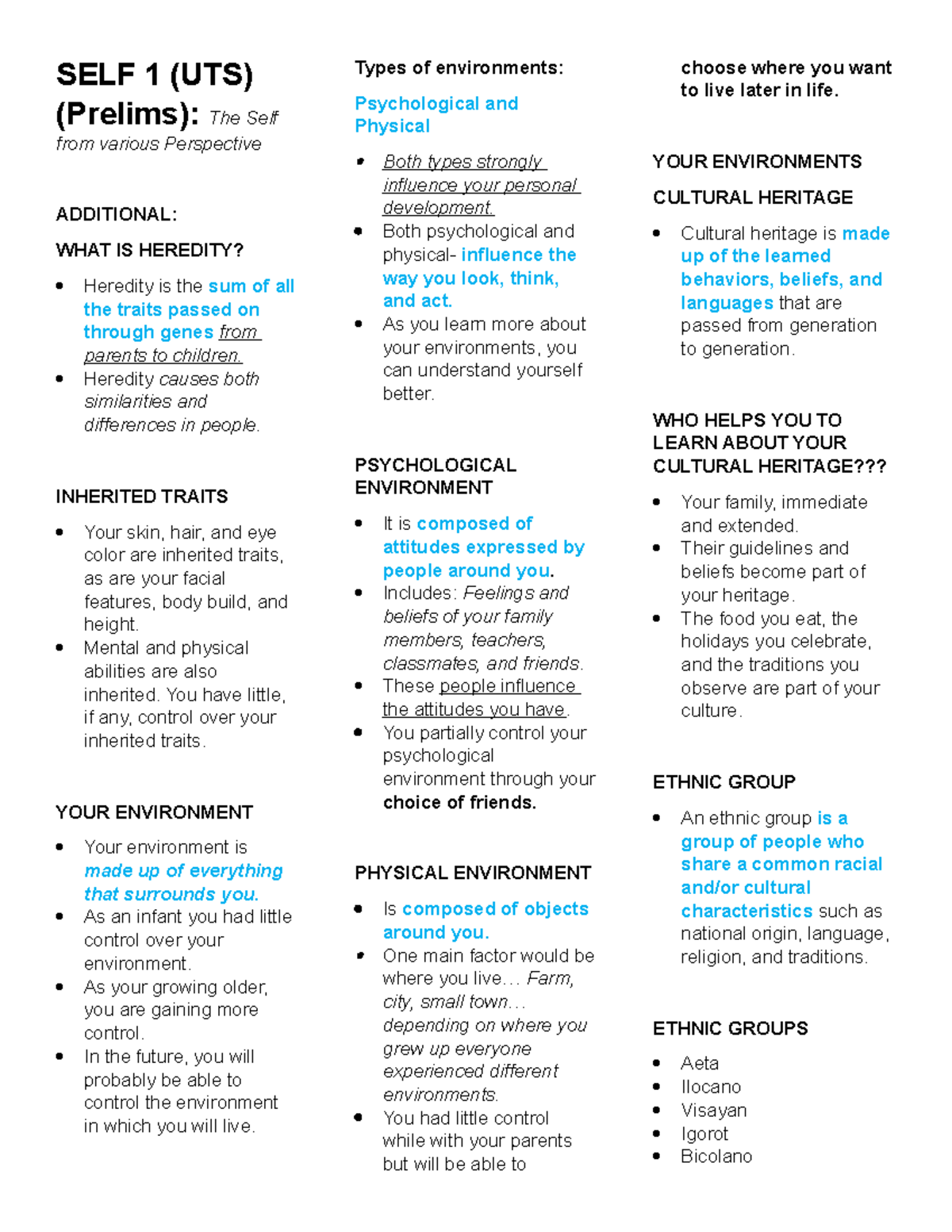 [SELF 1 (UTS)] - Notes For Understanding The Self - SELF 1 (UTS ...