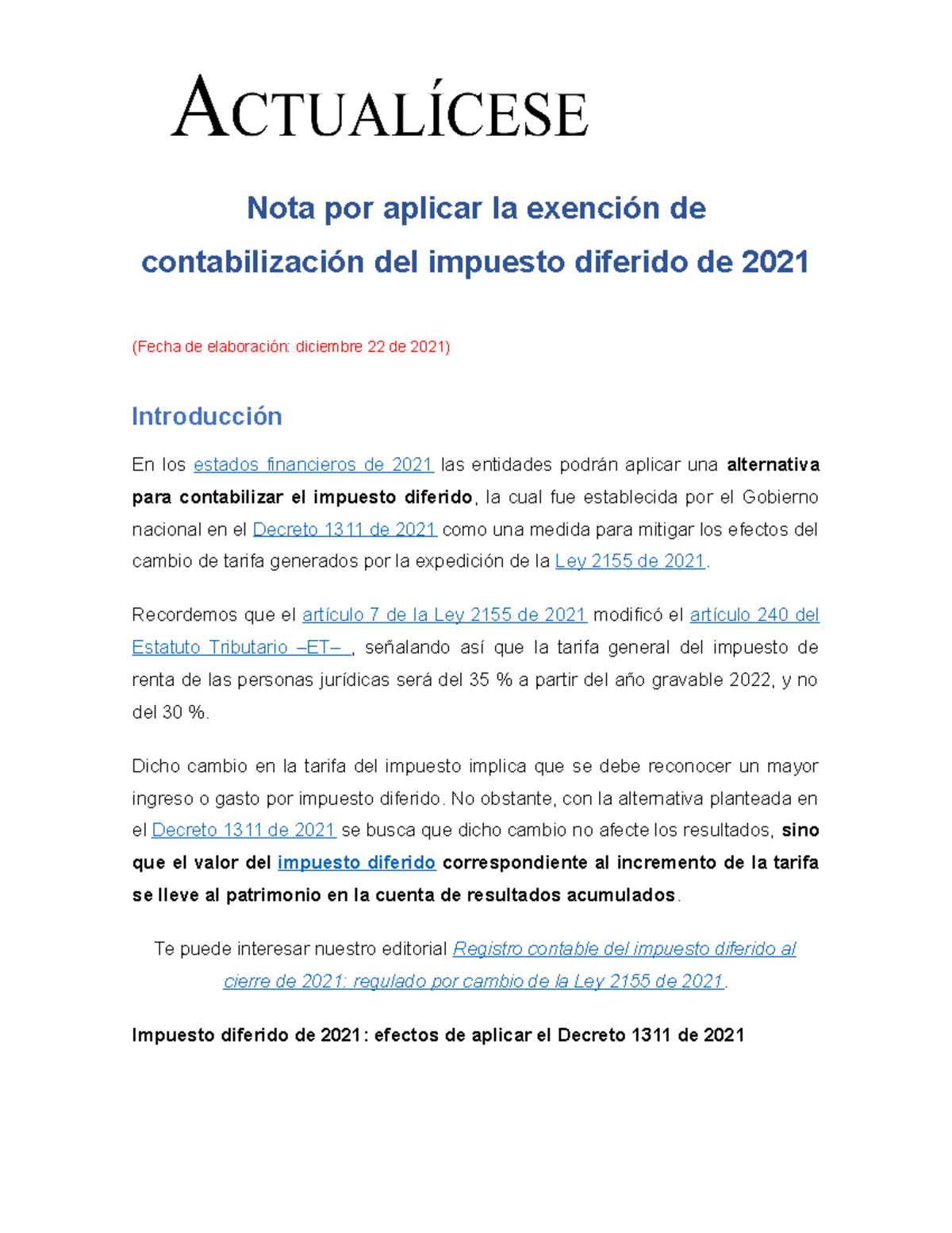 VA21 Nota exencion impuesto diferido 2021 - Nota por aplicar la ...
