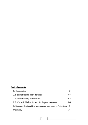 Bmng assign - CONTENTS: BMNG aSSIGNMENT Tasmiyah Valodia QUESTION 1 ...