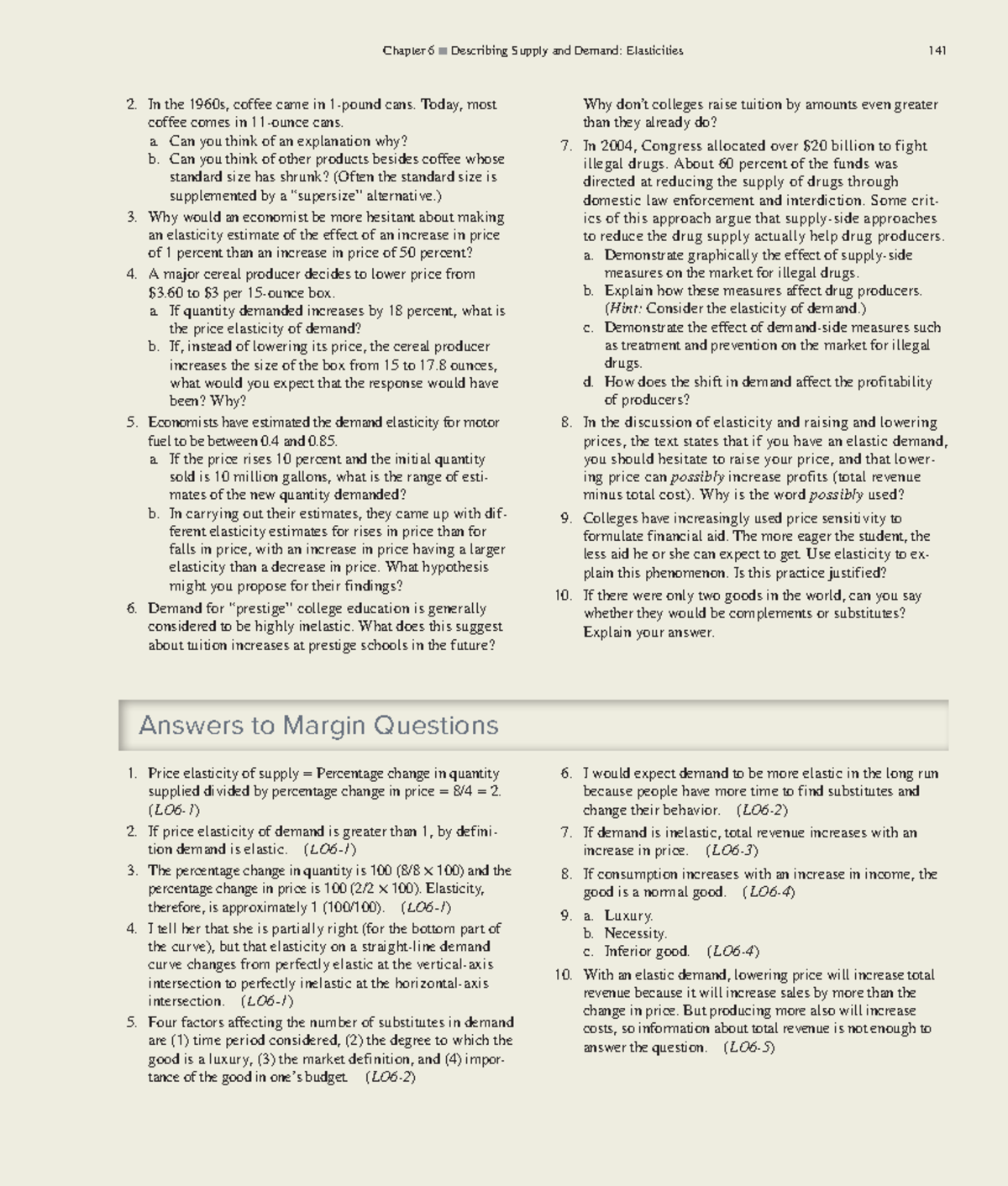 Economics59 Chapter 6 Describing Supply and Demand Elasticities 141
