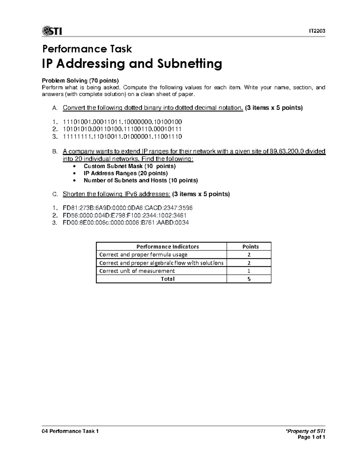 04 Performance Task 1 - Network tech - IT 04 Performance Task 1 ...