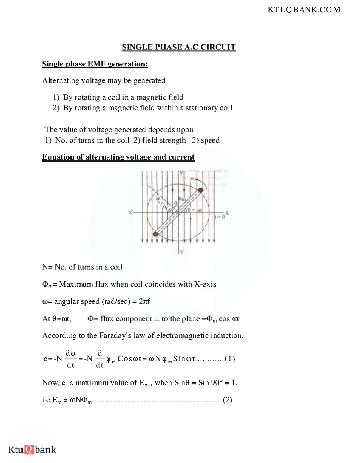 3. Module 3 Basic Electrical Ktu Qbank SINGLE PHASE A CIRCUIT