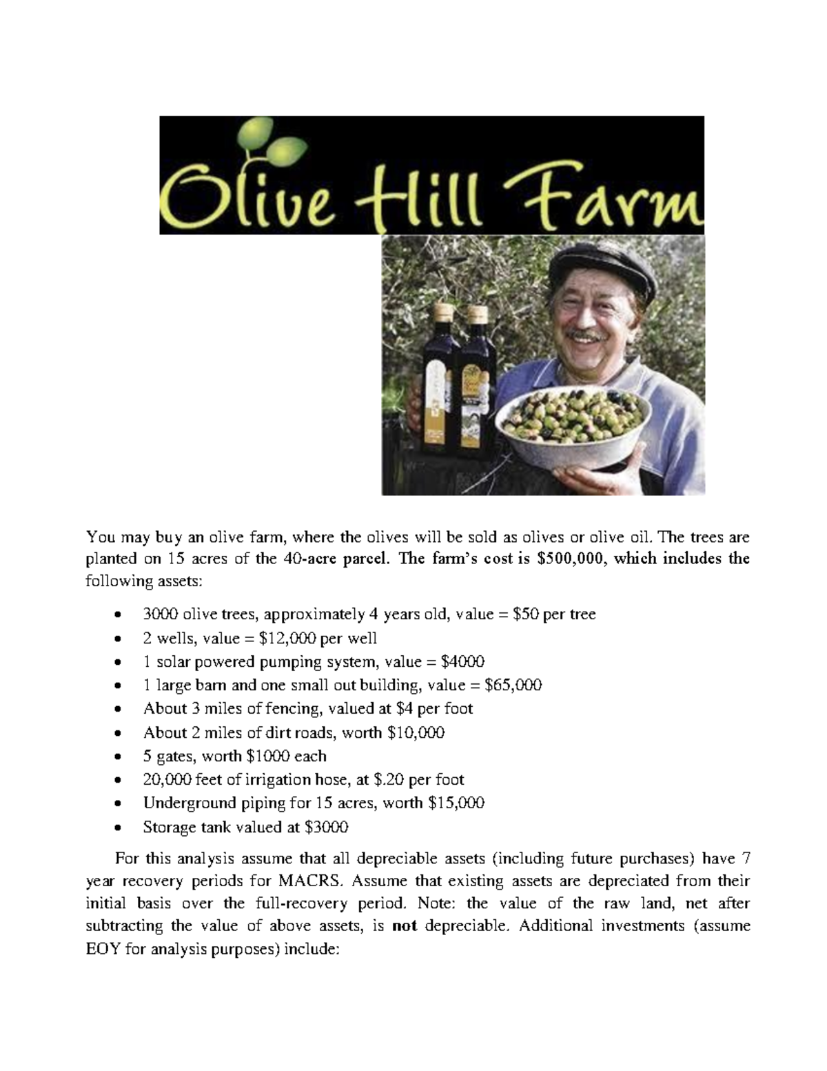 Olive Hill Farm Case ioe project You may buy an olive farm, where