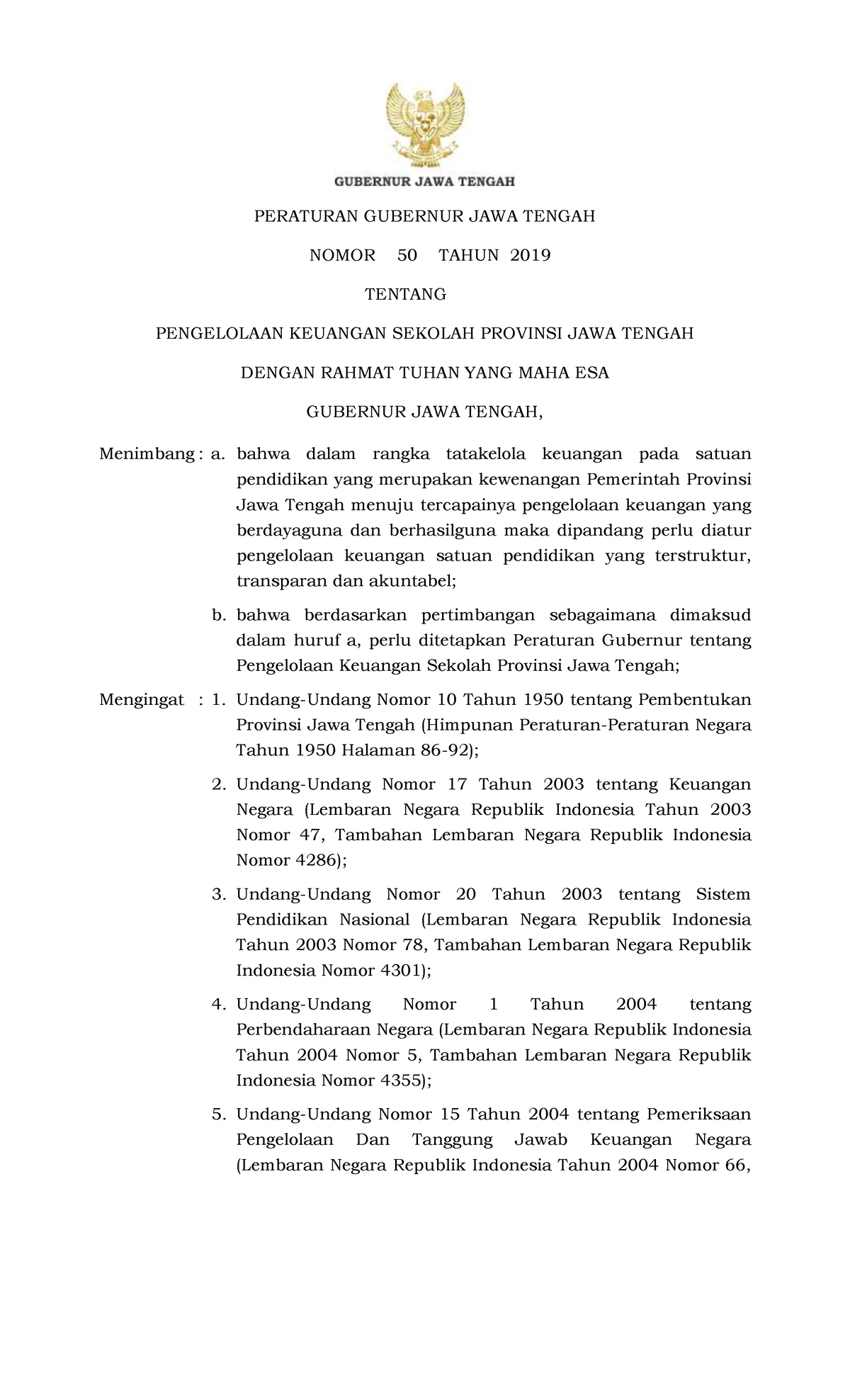 Pergub 50 Th 2019 - PERATURAN GUBERNUR JAWA TENGAH NOMOR 50 TAHUN 2019 ...