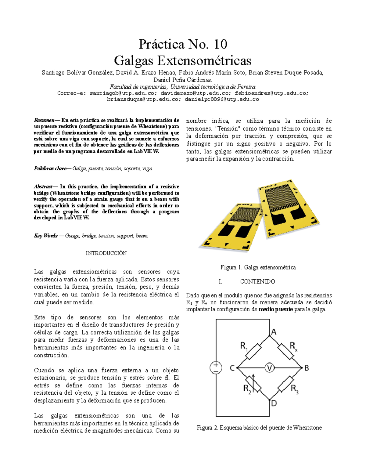 Puente de Wheatstone de galgas extensométricas