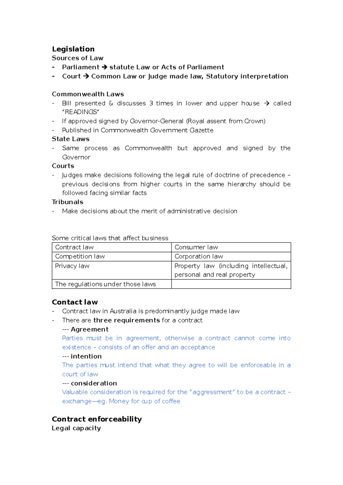 COMM1100 Week 4 note - Legal Rights on Stakeholder - Legislation ...