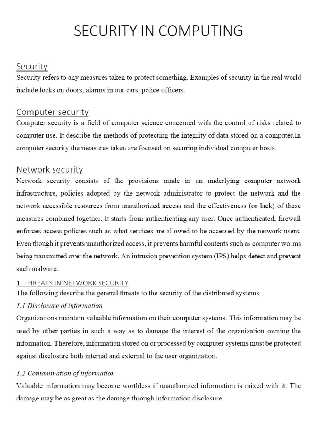 SIC module 1 - Notes - Information Systems Security - Studocu