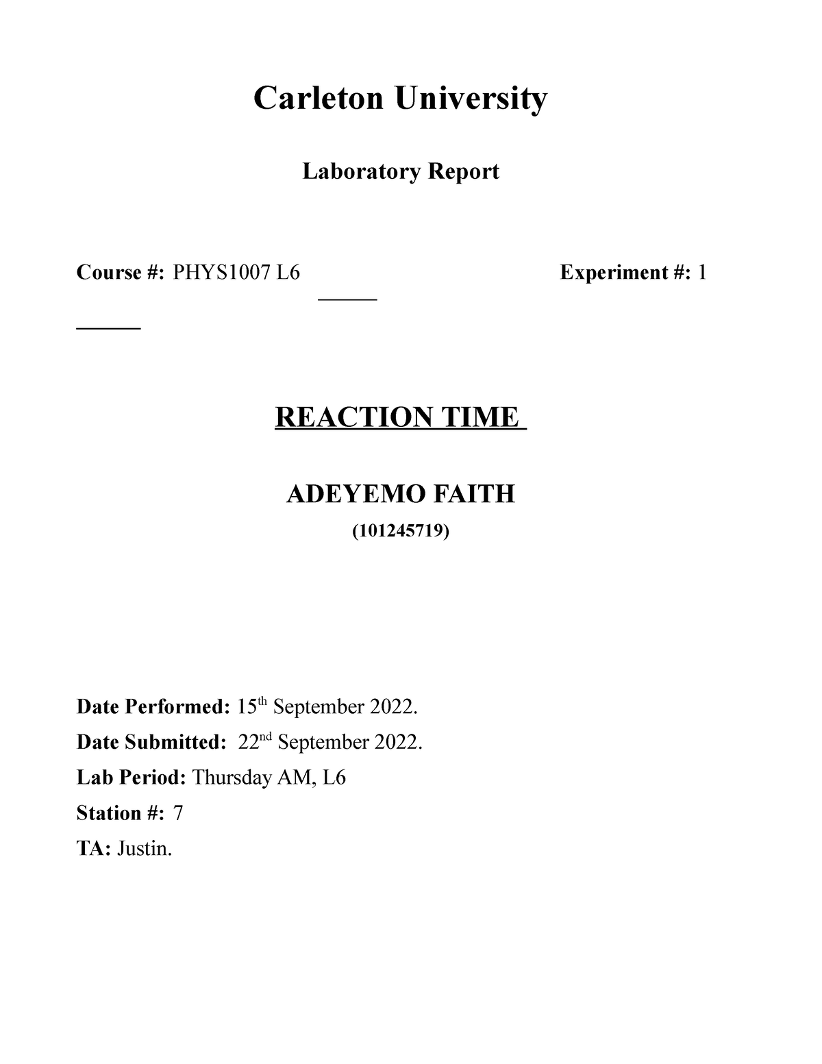 research paper about reaction time