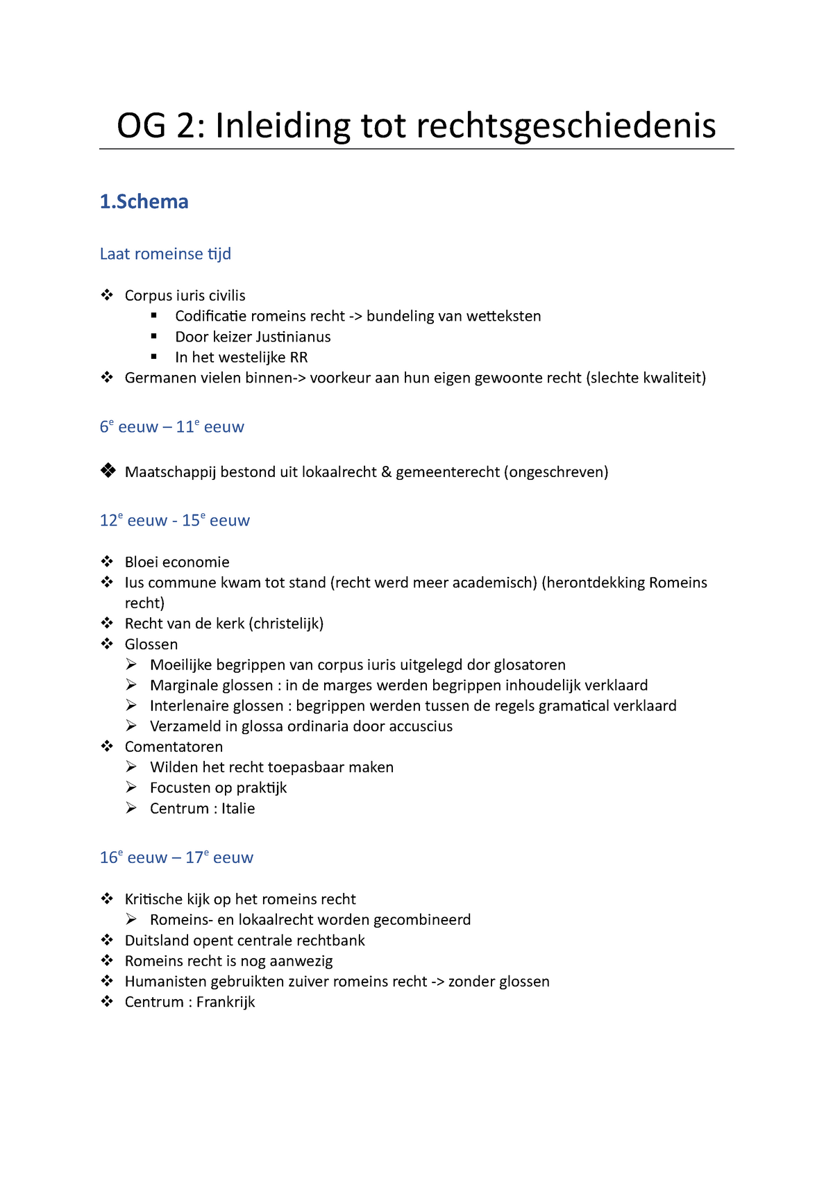 OG 2 - Og Voorbereiding - OG 2: Inleiding Tot Rechtsgeschiedenis 1 Laat ...