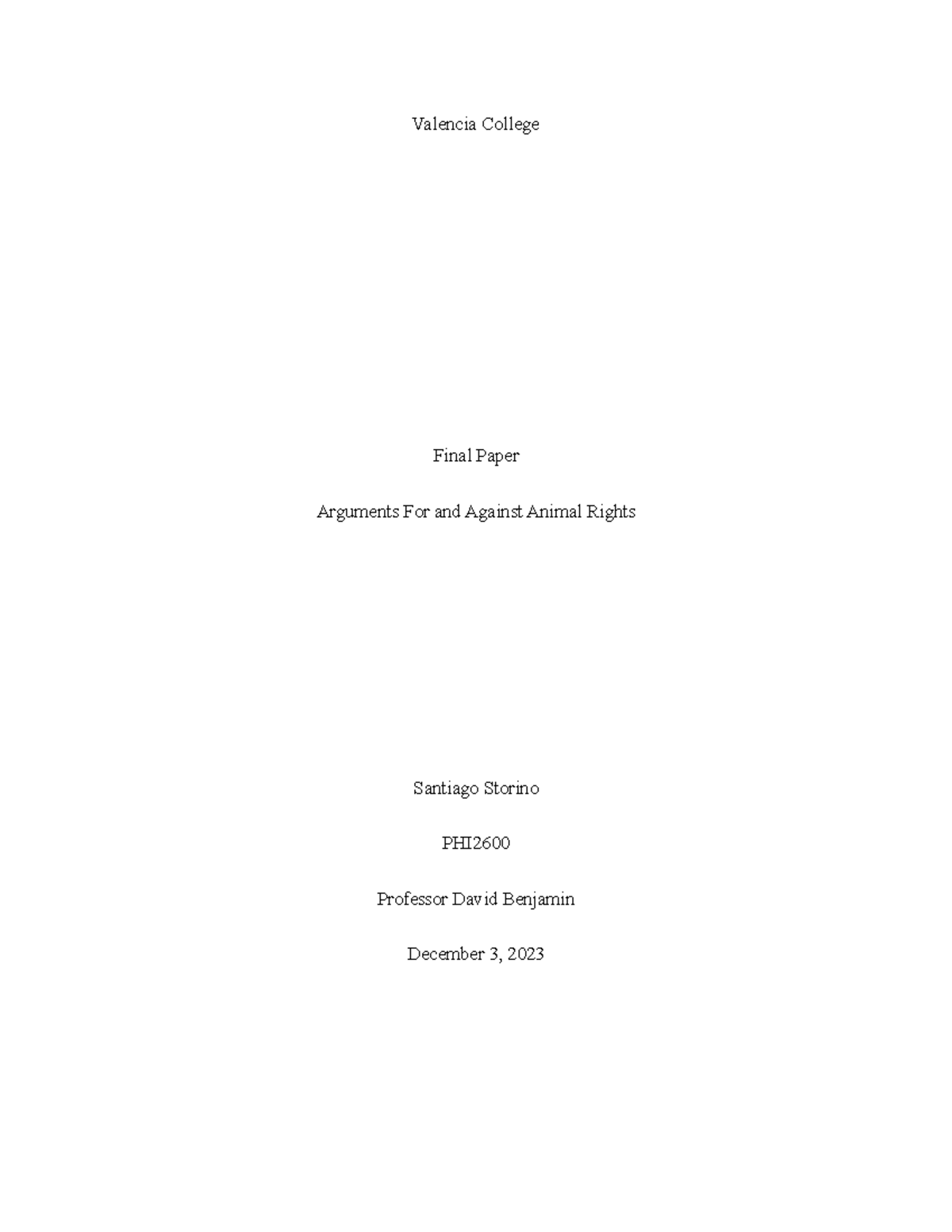 Final Paper - Lecture Notes for this class - Valencia College Final ...