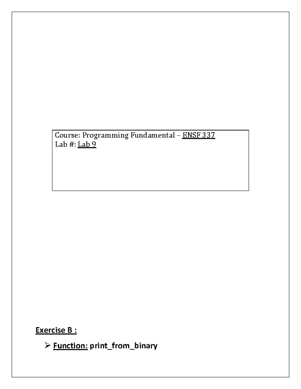 Lab #9 Of Programming Fundamentals - Exercise B : Function: Print_from ...