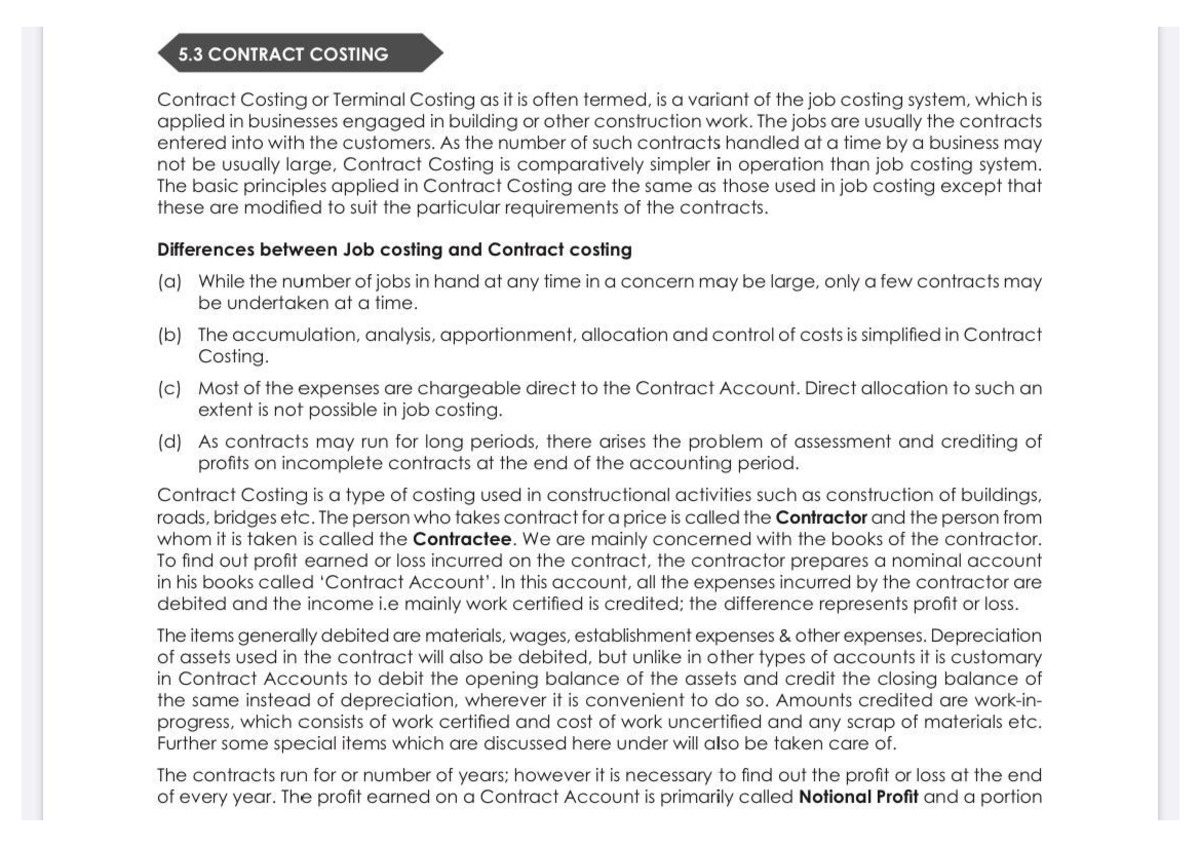 Contract costing module - Cost Accounting - Studocu