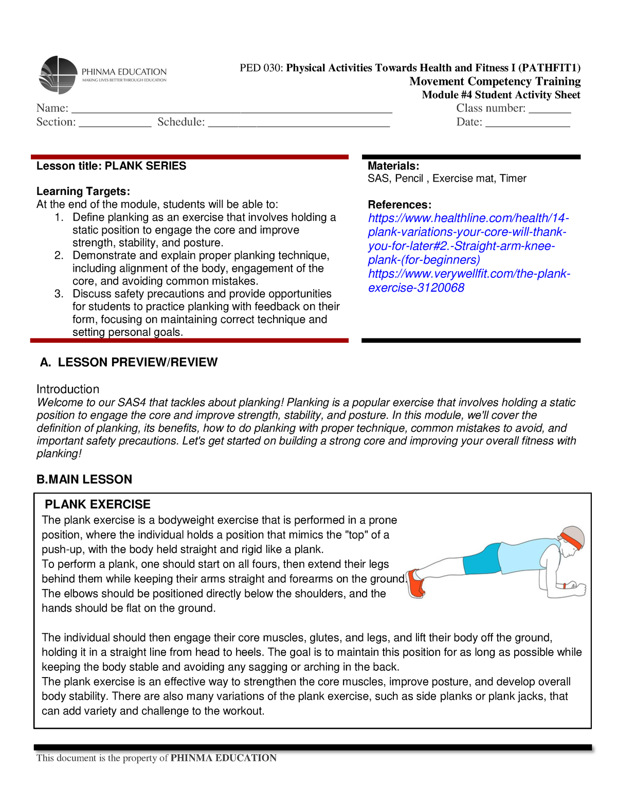 MOD 4-7 PED Reviewer - Lec Notes - Movement Competency Training Module ...