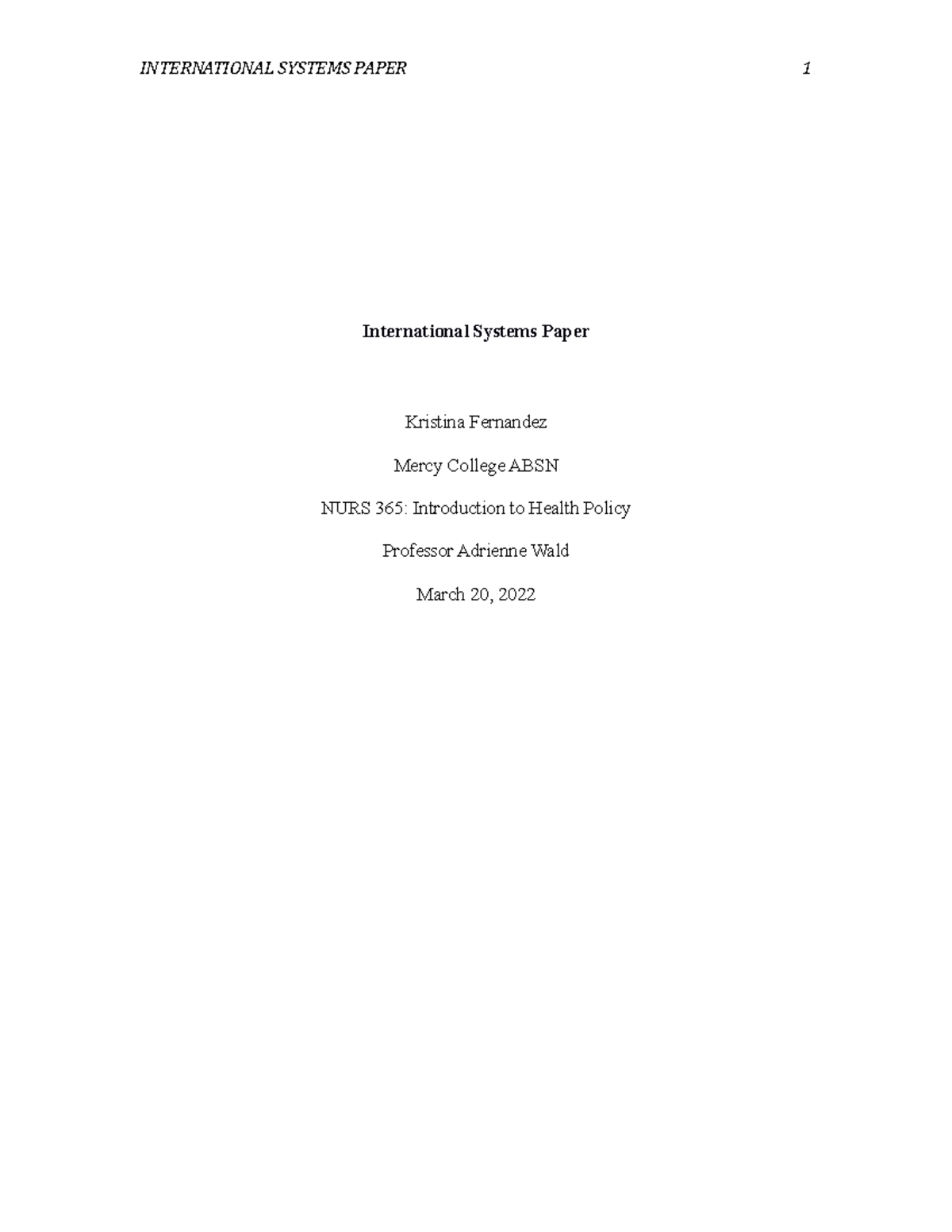 Fernandez International Systems Paper - International Systems Paper ...