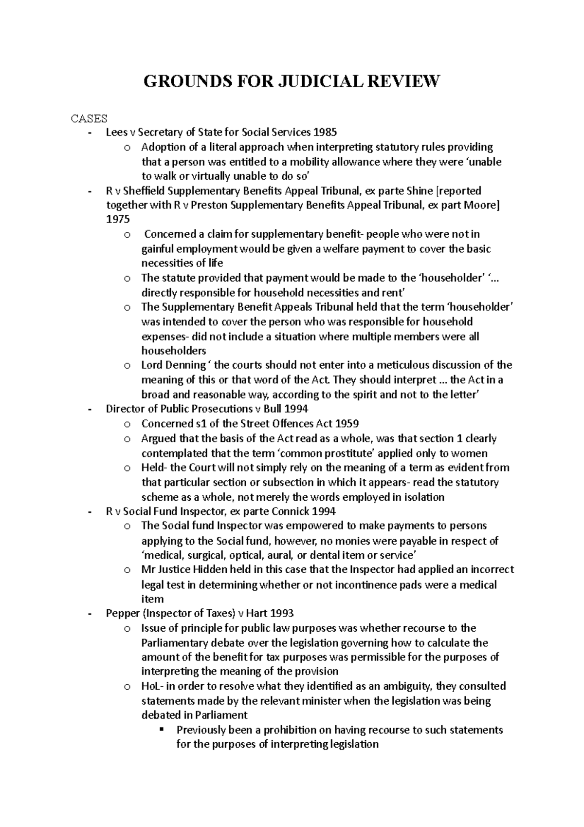 Grounds FOR Judicial Review Revision Notes - 08 21214 - Birmingham ...