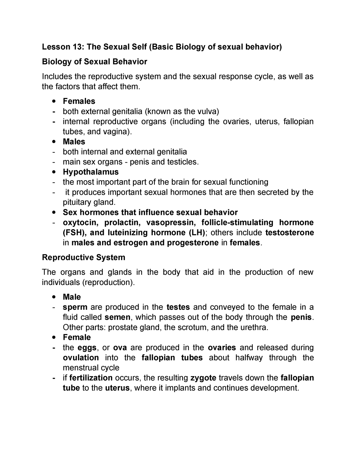 Gen 002 Lesson 13 Lesson 13 The Sexual Self Basic Biology Of Sexual Behavior Biology Of 9217