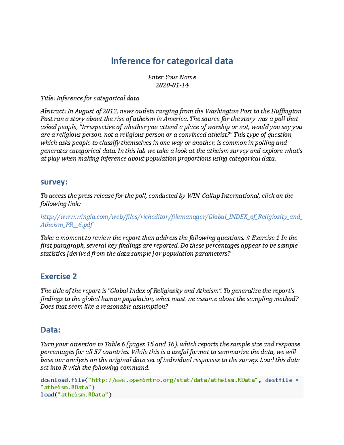 Inference For Categorical Data The Source For The Story Was A Poll That Asked People Studocu