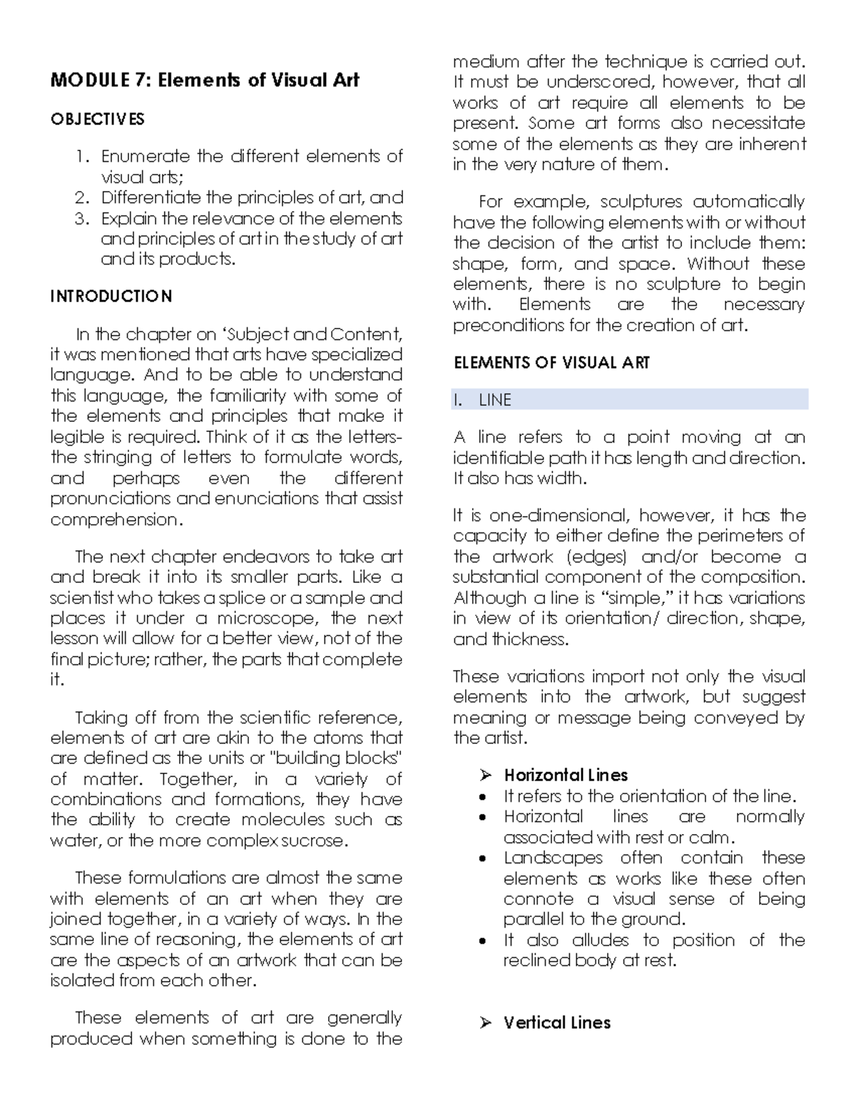 Module 7 Visual Art This is a reviewer from our lessons. MODULE 7