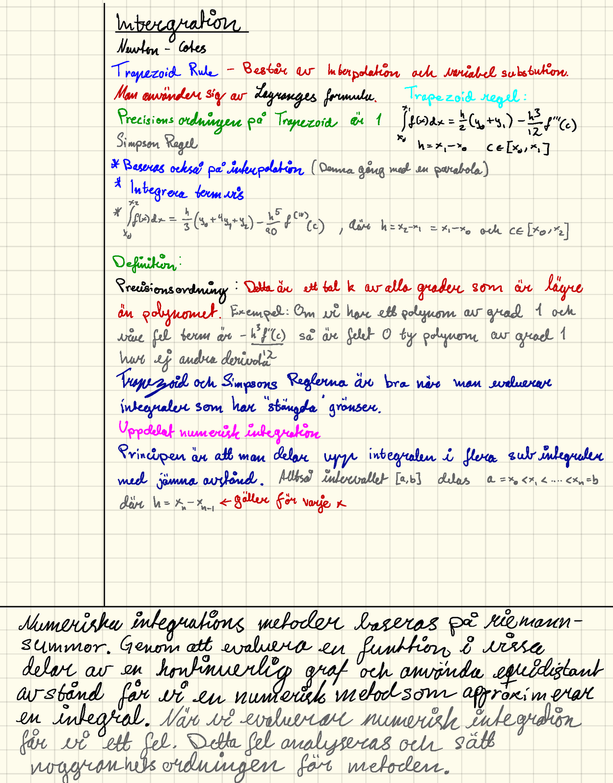 Numeriska-metoder-2 - Numeriska Metoder - Integration Newton Cotes ...