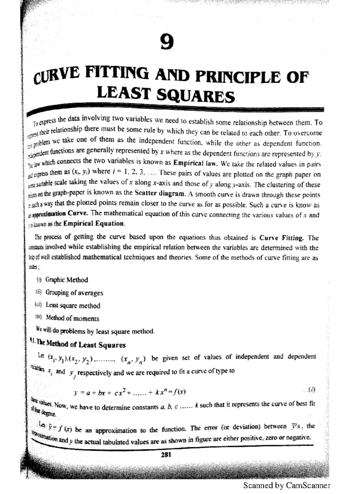 Curve Fitting notes Computer science engineering Studocu