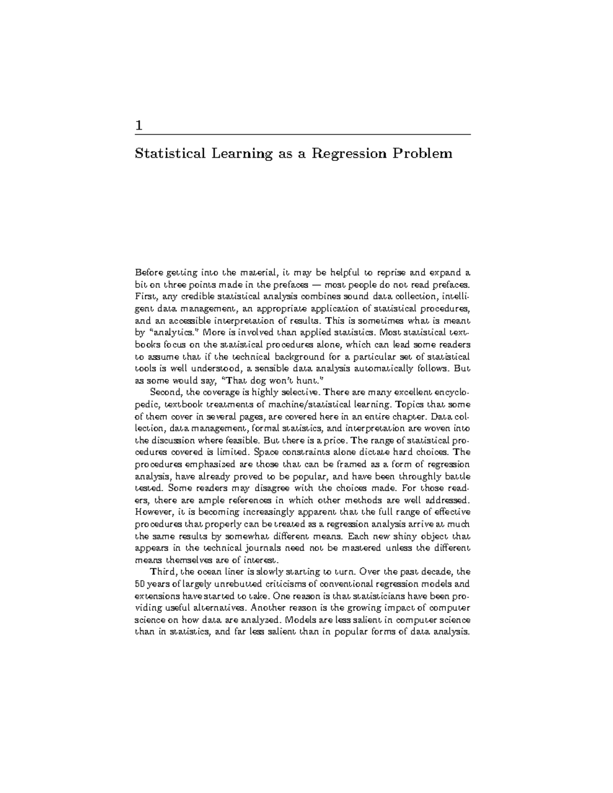 Chapter 1 - 1 Statistical Learning as a Regression Problem Before ...