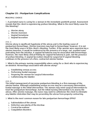 Chapter 18 Postpartum Physiologic Changes - Chapter 18: Postpartum ...