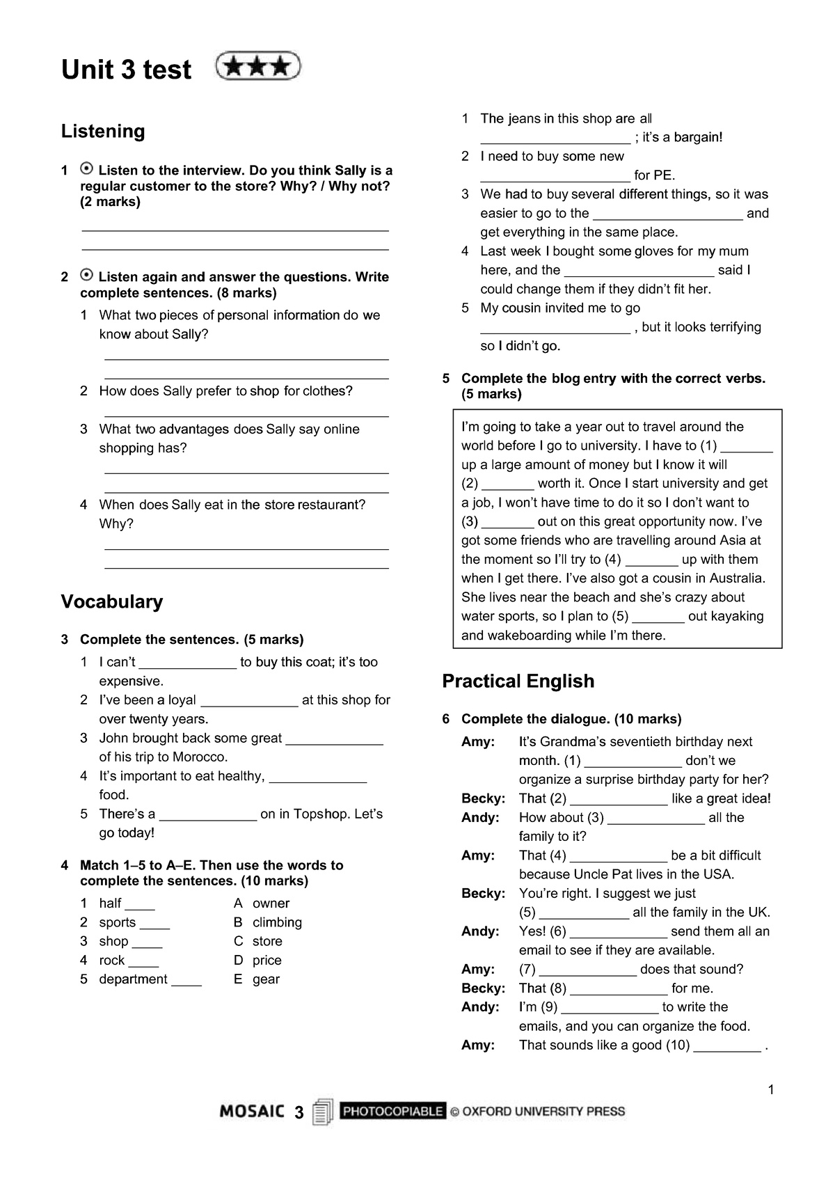 Kupdf - This is an exam for primero de eso - Unit 3 testUnit 3 test 11 ...