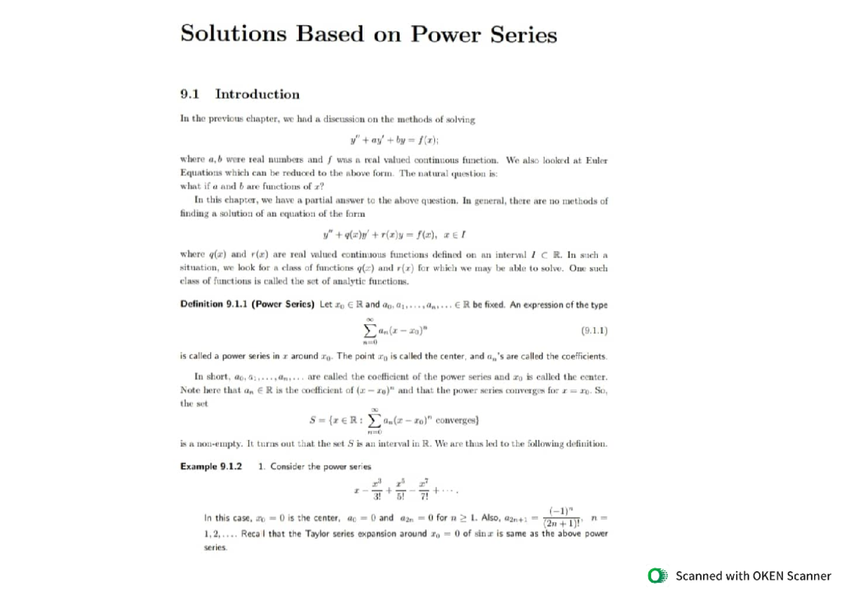 Solutions Based on Power Series - Linear Algebra and Differential ...