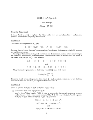 Math 54 - Hi There! - Math 115A - Studocu