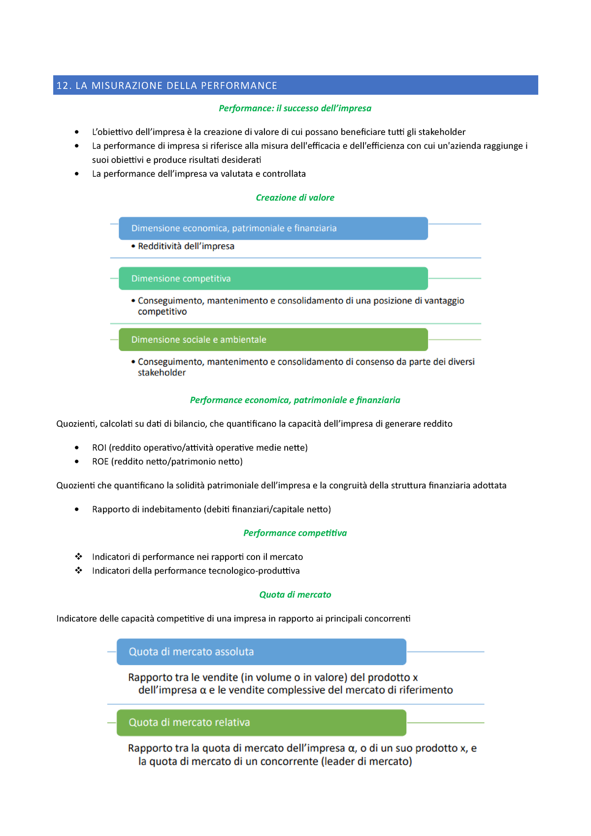 Appunti Cd G bil ecc - MISURAZIONE DELL'OUTPUT La misurazione della  performance nelle aziende - Studocu