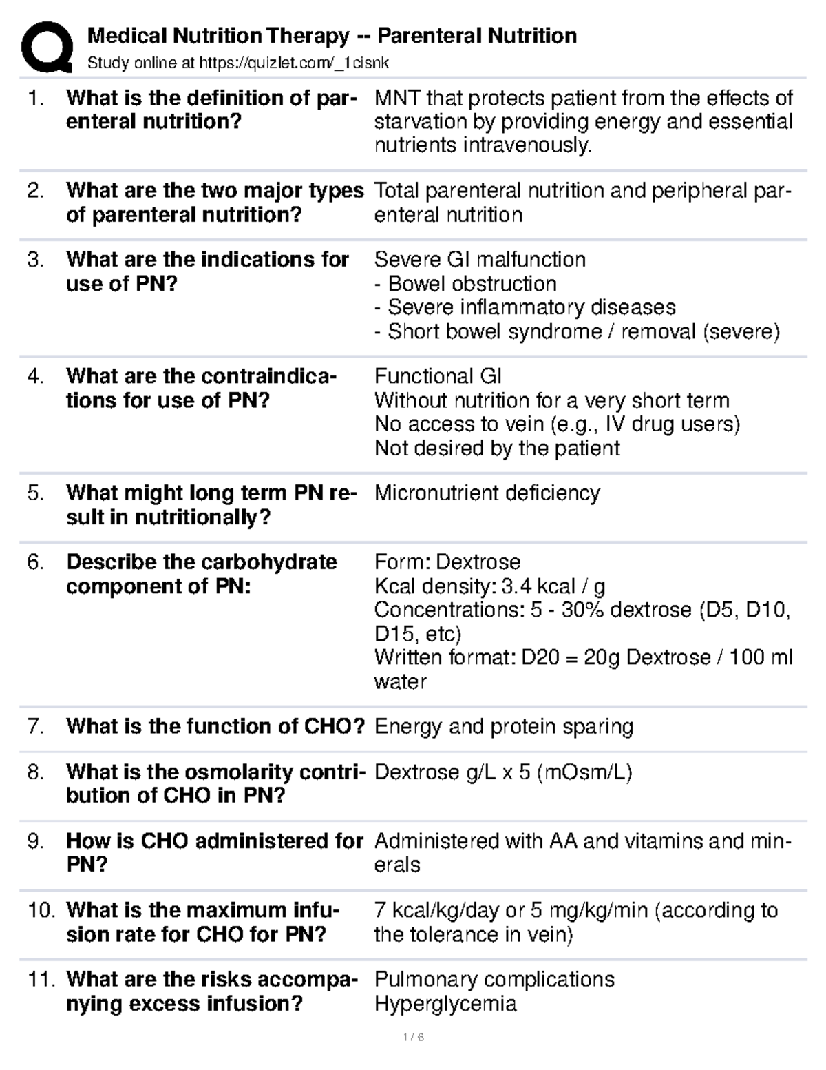 Medical Nutrition Therapy Parenteral Nutrition Study online at