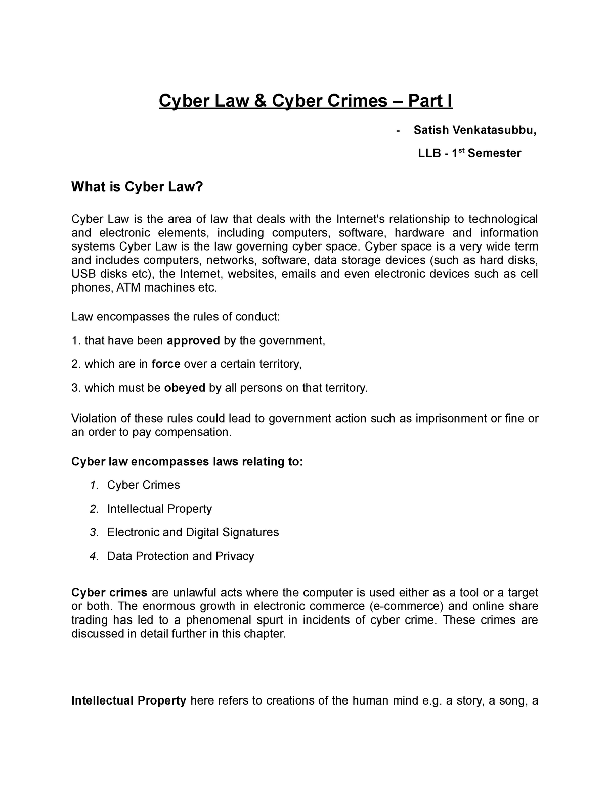 what is cyber law essay