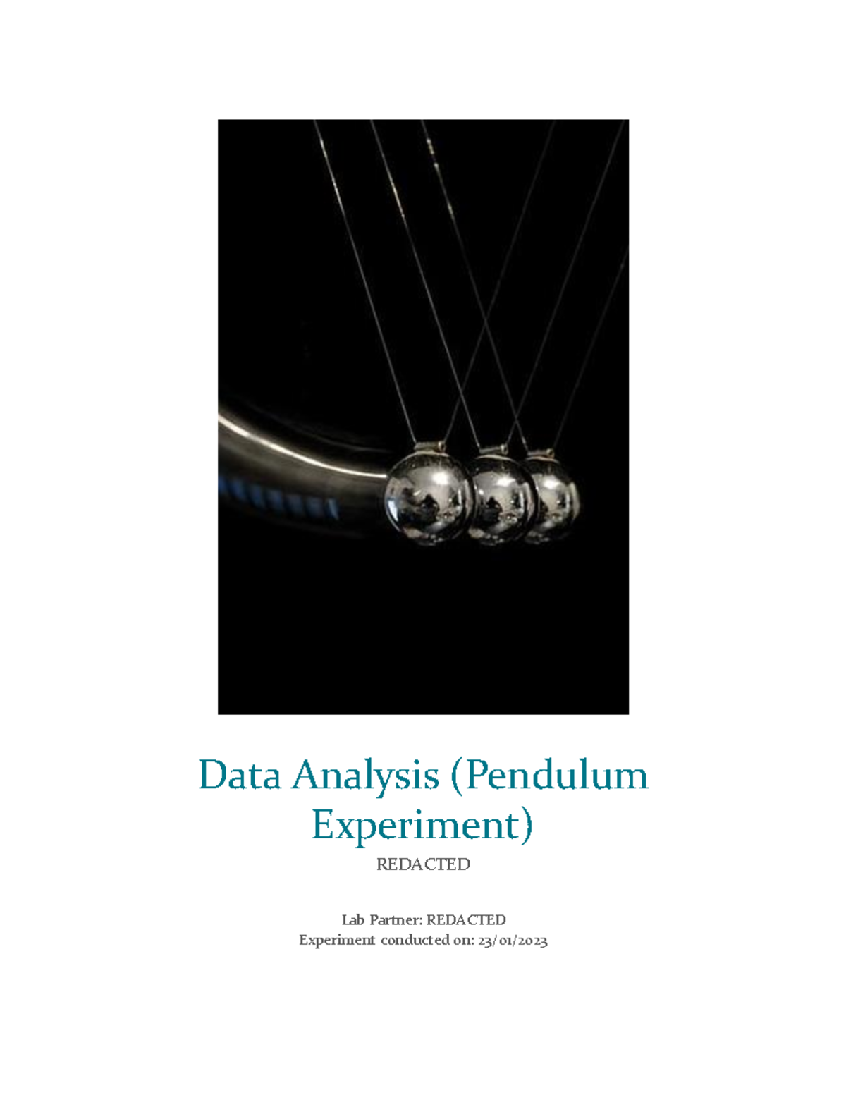Data Analysis: Pendulum Experiment - Studocu