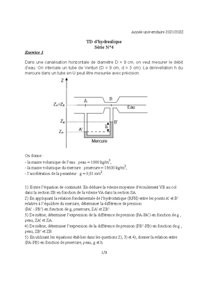 Hydraulique + Exercices - . Polycopié de Cours déstiné aux étudiants M1 ...
