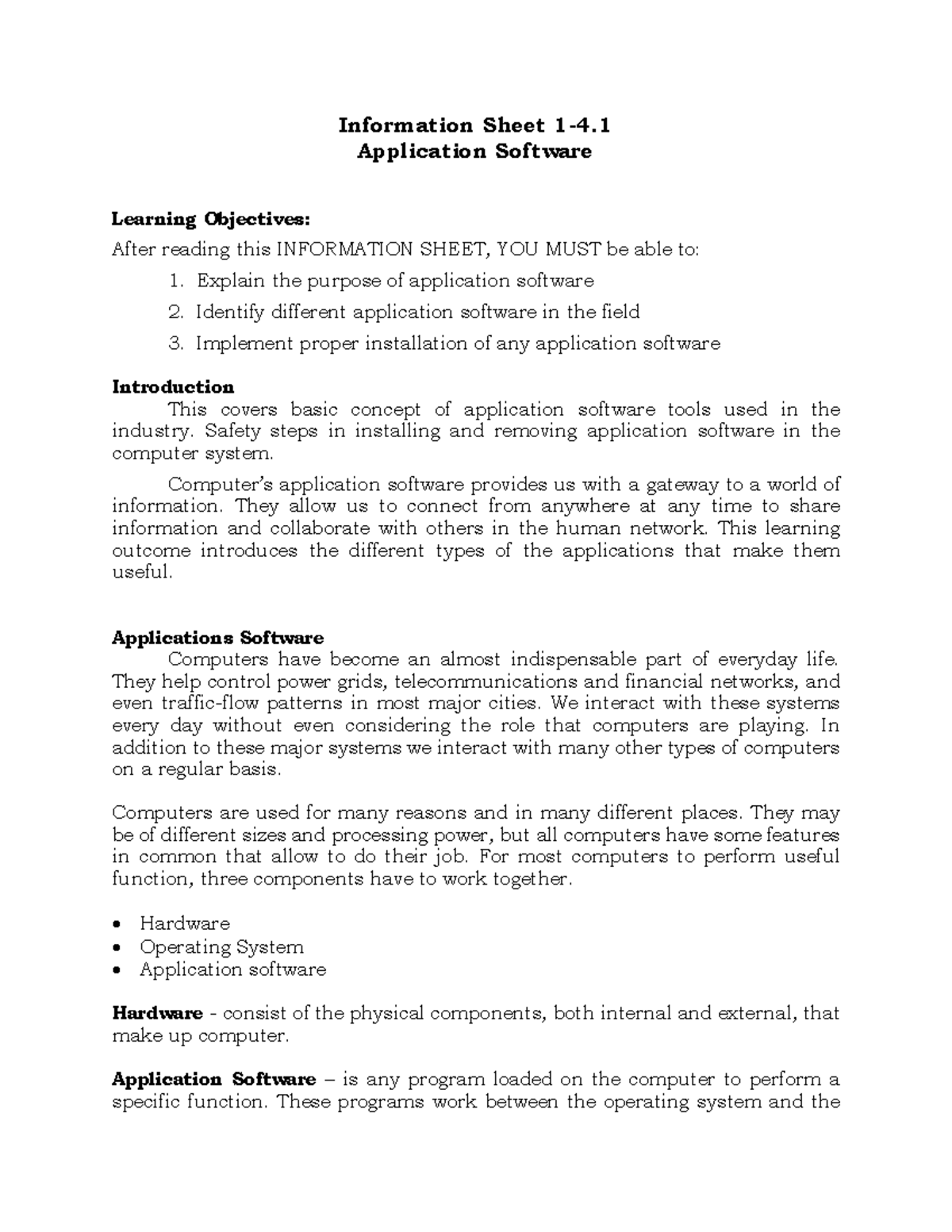 Information-Sheet-1 - 19e8uxhxs - Information Sheet 1-4. Application ...
