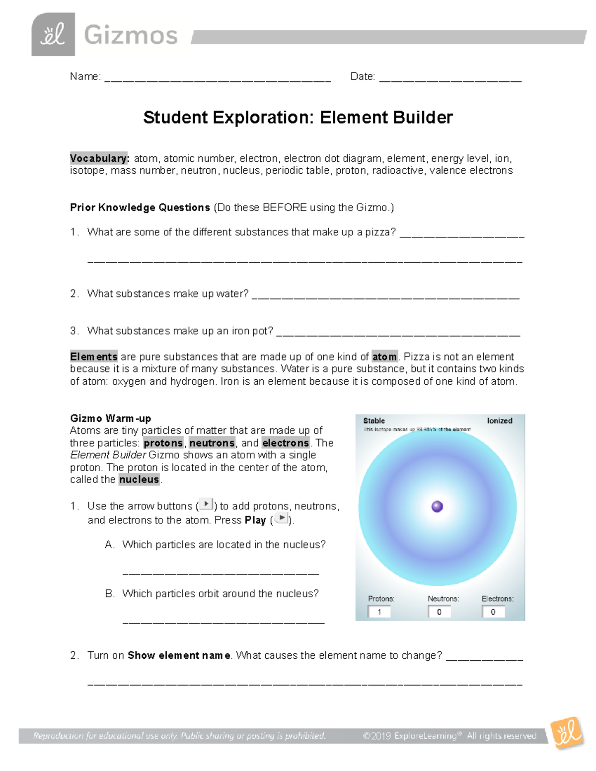 Element Builder SE - Math Homework - Name ...