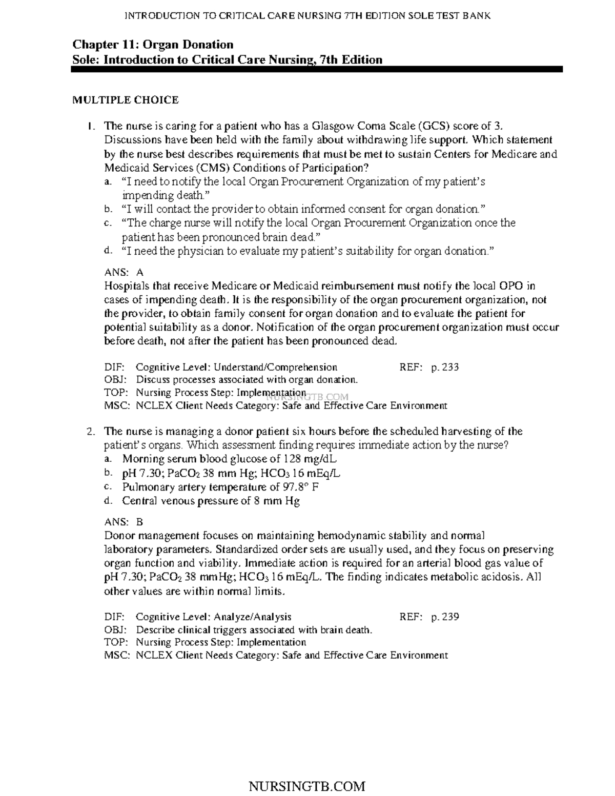 Chapter 11: Organ Donation Sole: Introduction To Critical Care Nursing ...