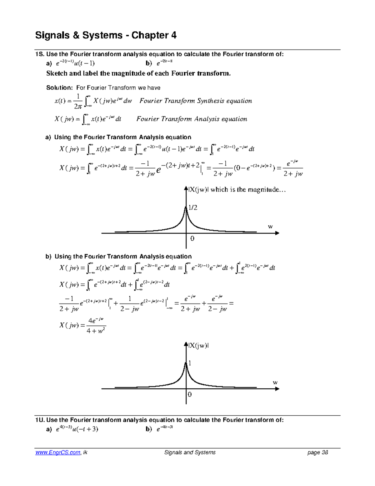 SSFch 4 - .... - Signals & Systems - Chapter 4 1S. Use the Fourier ...