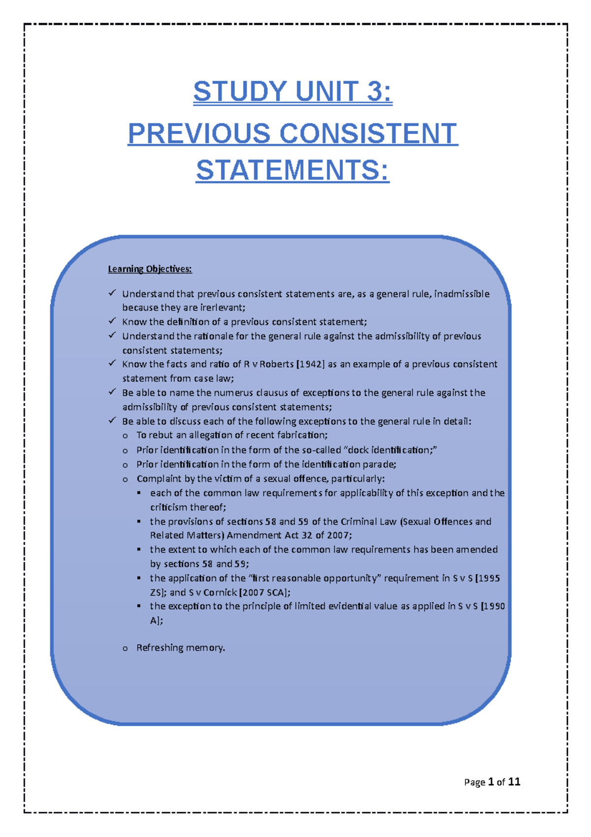 Study Unit 3 - done - summaries - STUDY UNIT 3: PREVIOUS CONSISTENT ...