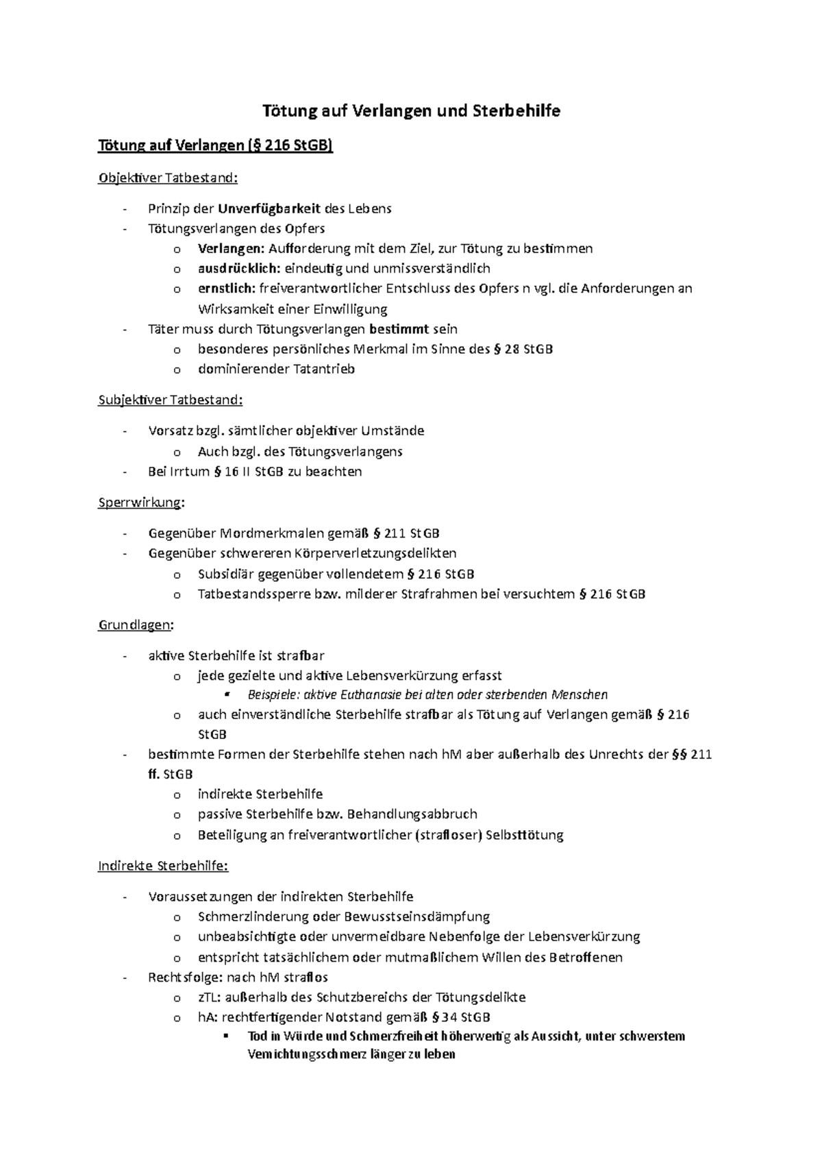 Tötung Auf Verlangen Definition Tötung auf Verlangen und Sterbehilfe - Tötung auf Verlangen und
