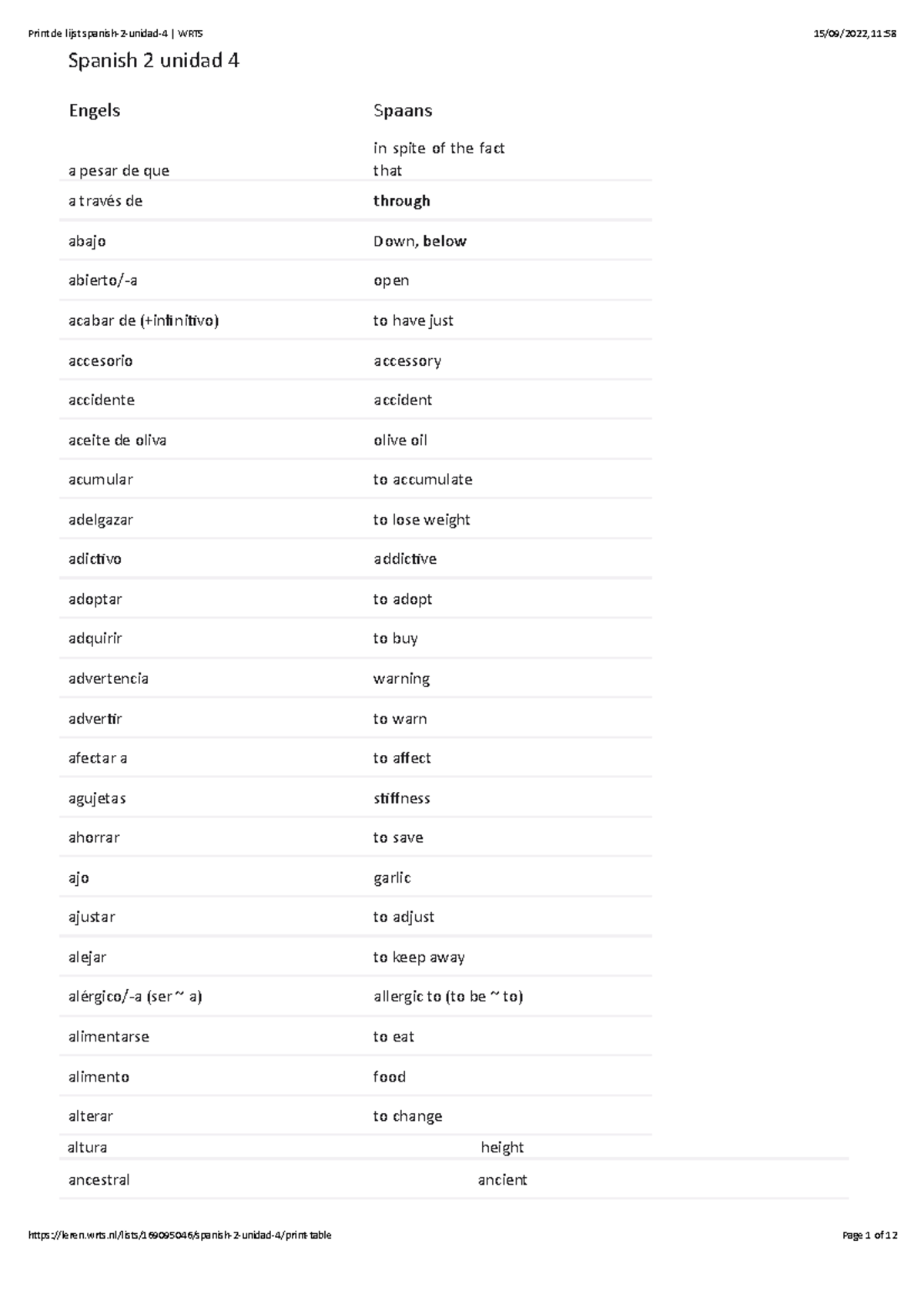 Spanish-2-unidad-4 WRTS.COR - Spanish 2 unidad 4 Engels Spaans a pesar ...