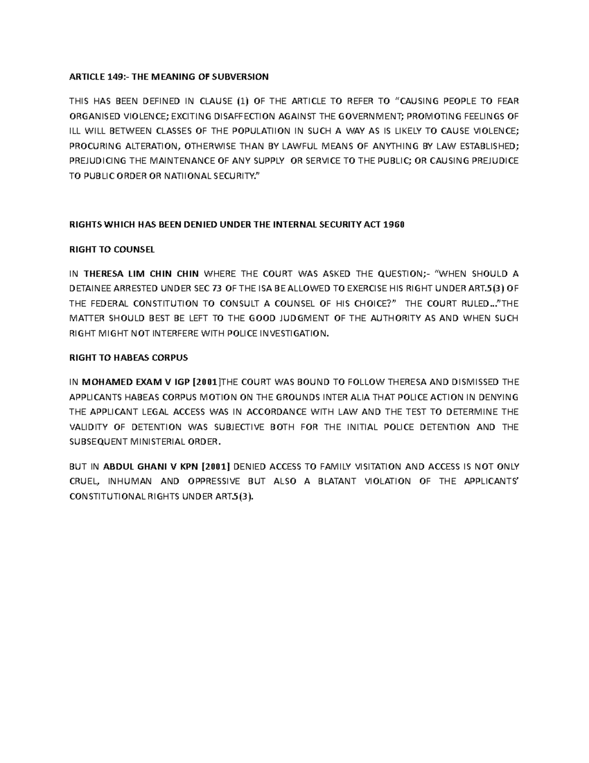 Article 149 - Subversion Law - ARTICLE 149:- THE MEANING OF SUBVERSION ...