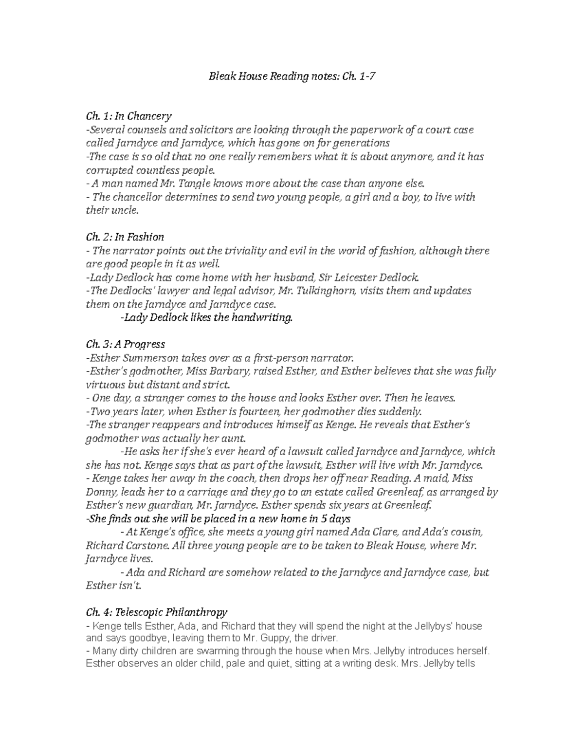 Bleak House Reading notes Ch. 1 In Chancery counsels and solicitors