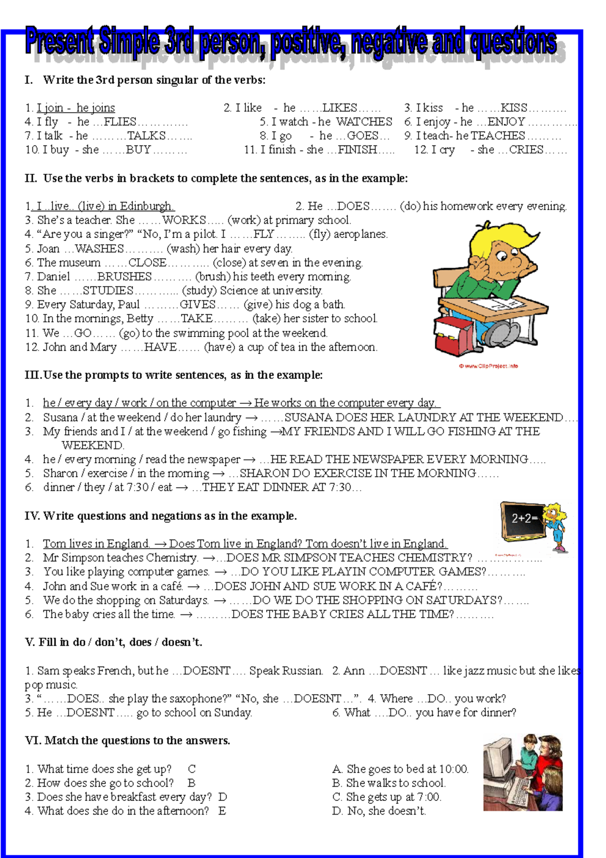 Present-simple-3rd-personpositive-negativequestion-grammar-drills ...