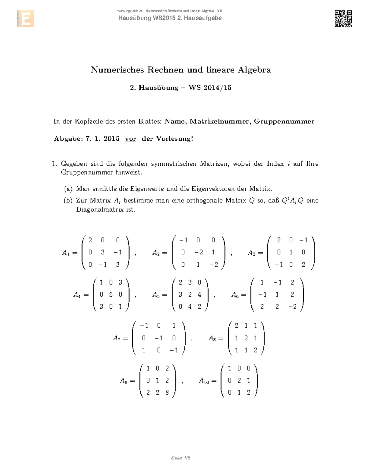 Egiraffe Numerisches Rechnen und lineare Algebra VU - who93 ...