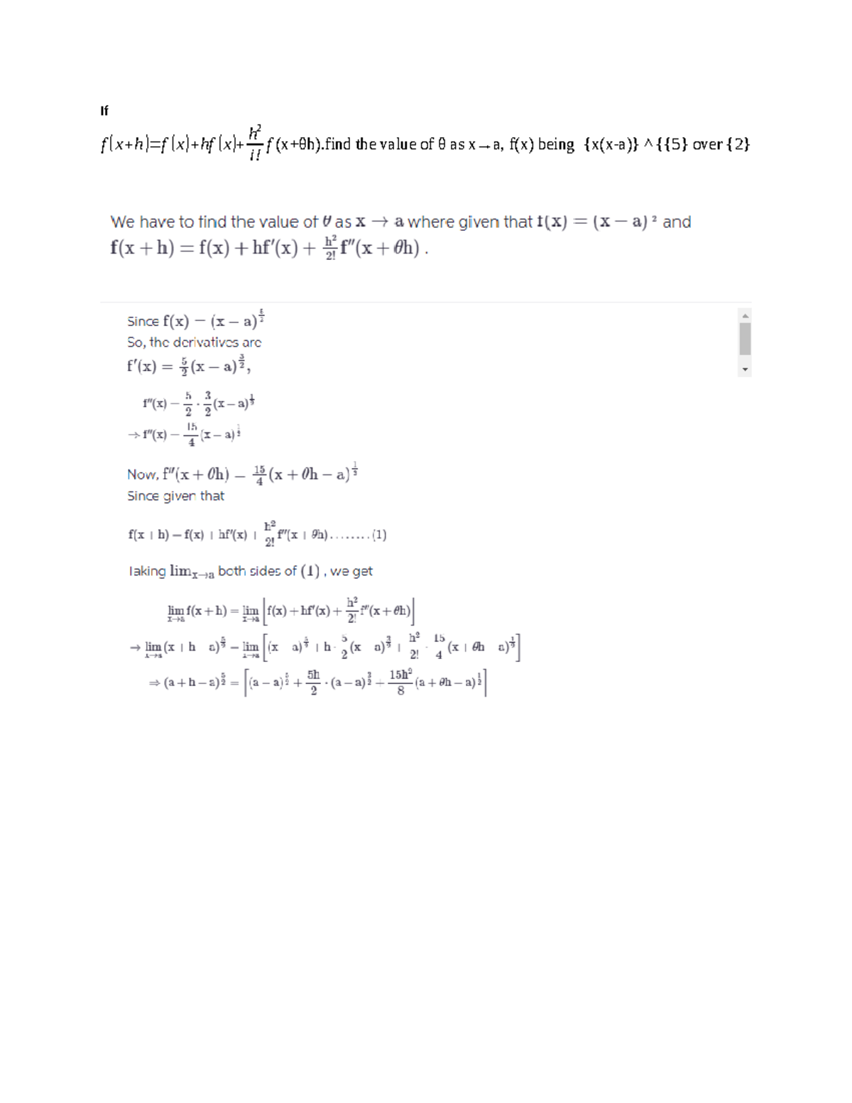 If fx - test - If f ( x +h ) =f ( x ) +hf ( x ) + h 2 i! f (x+θh).find ...
