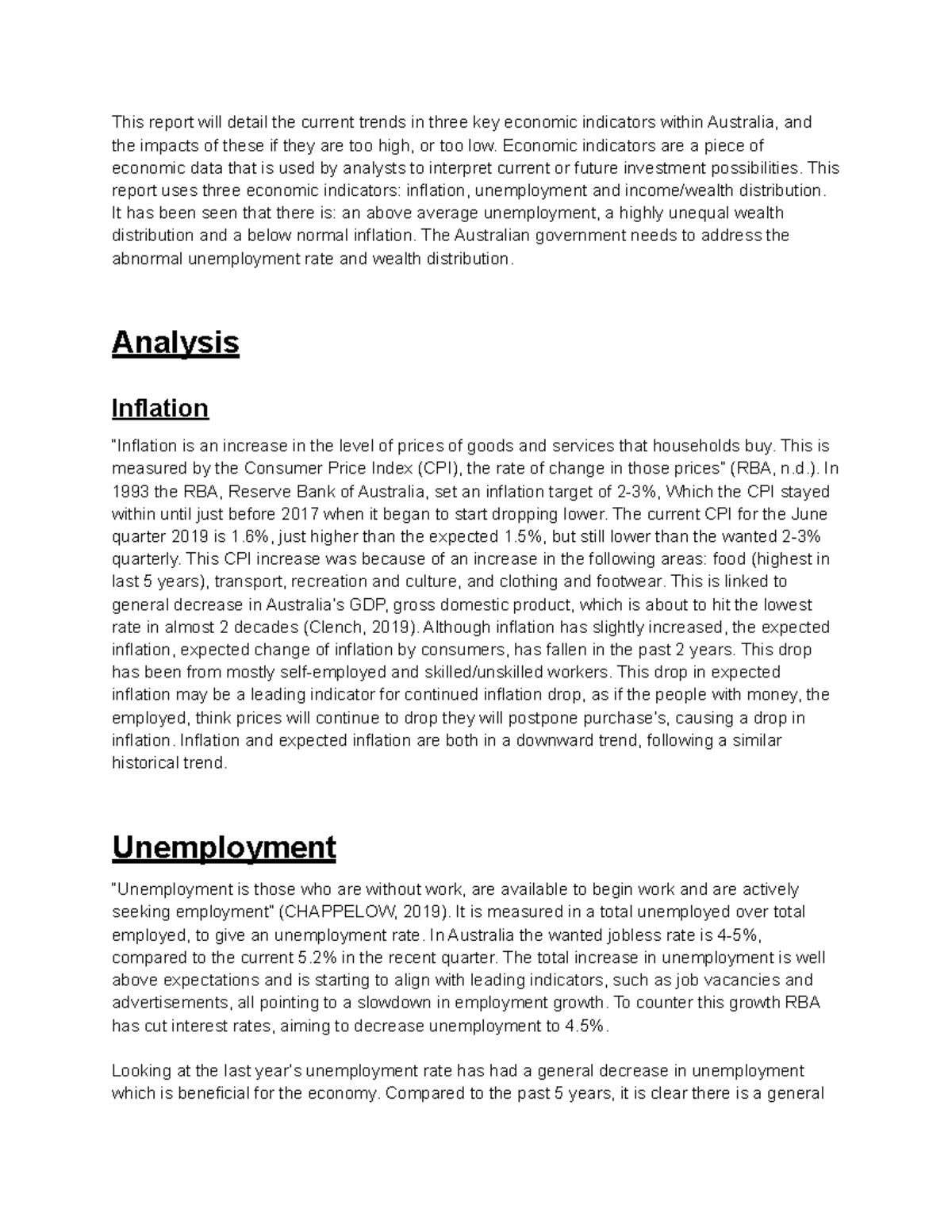 essay of economic indicators