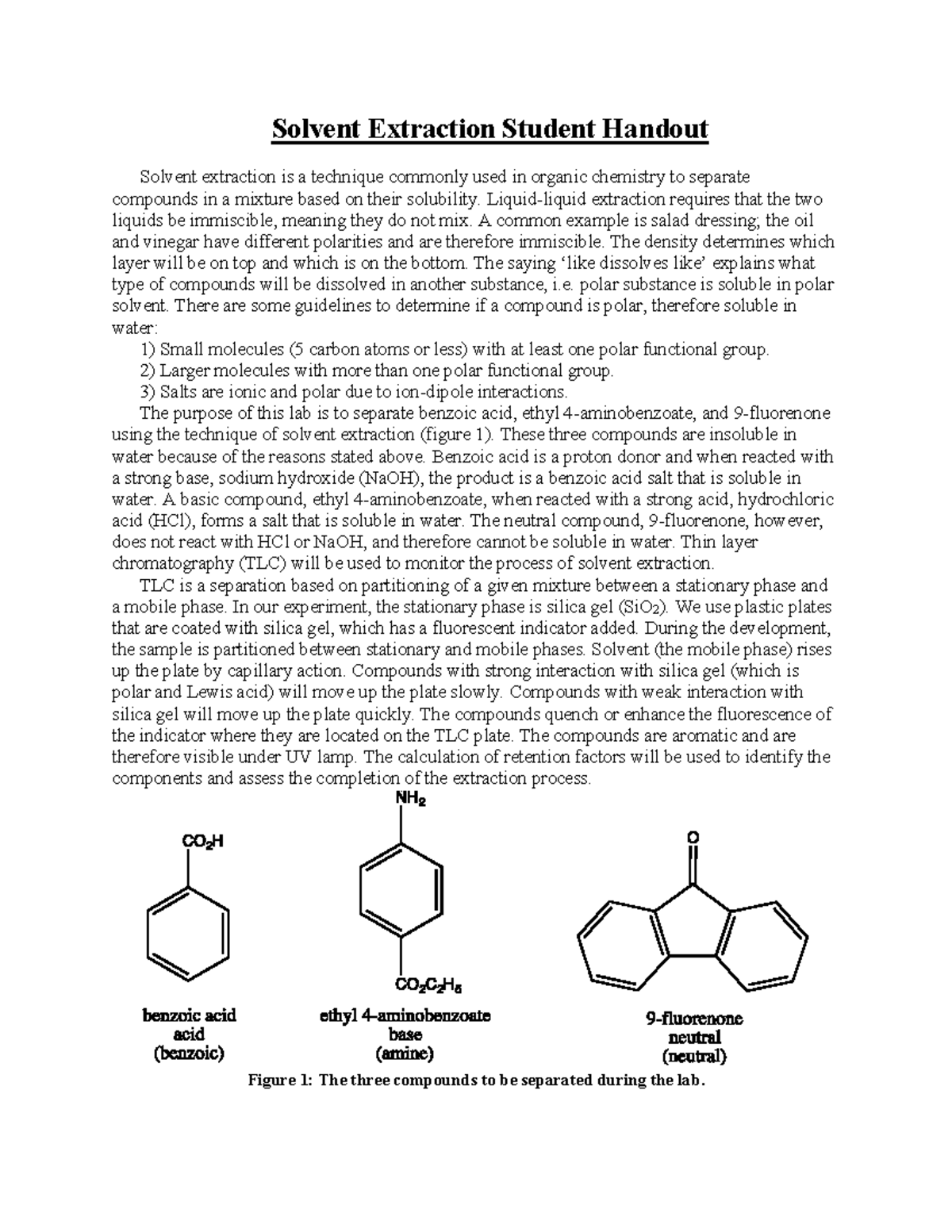 Solvent Extraction Student Handout Solvent Extraction Student Handout