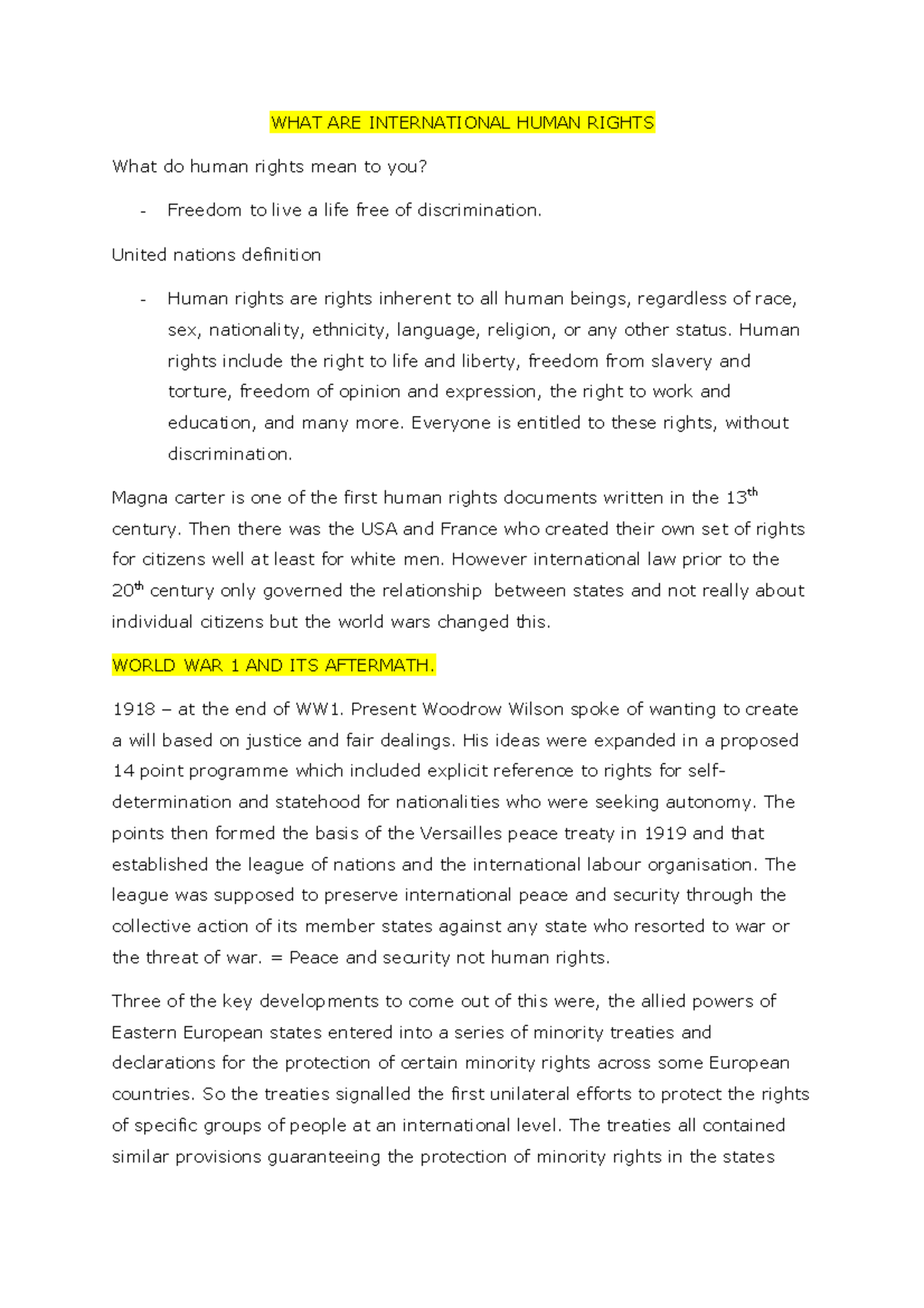 WHAT ARE International Human Rights - WHAT ARE INTERNATIONAL HUMAN ...