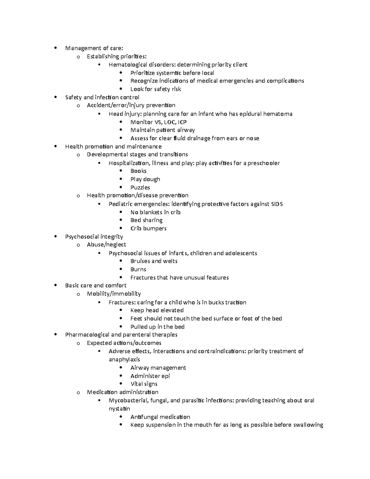 Ati remdiation peds - ati remidation peds - Management of care: o ...